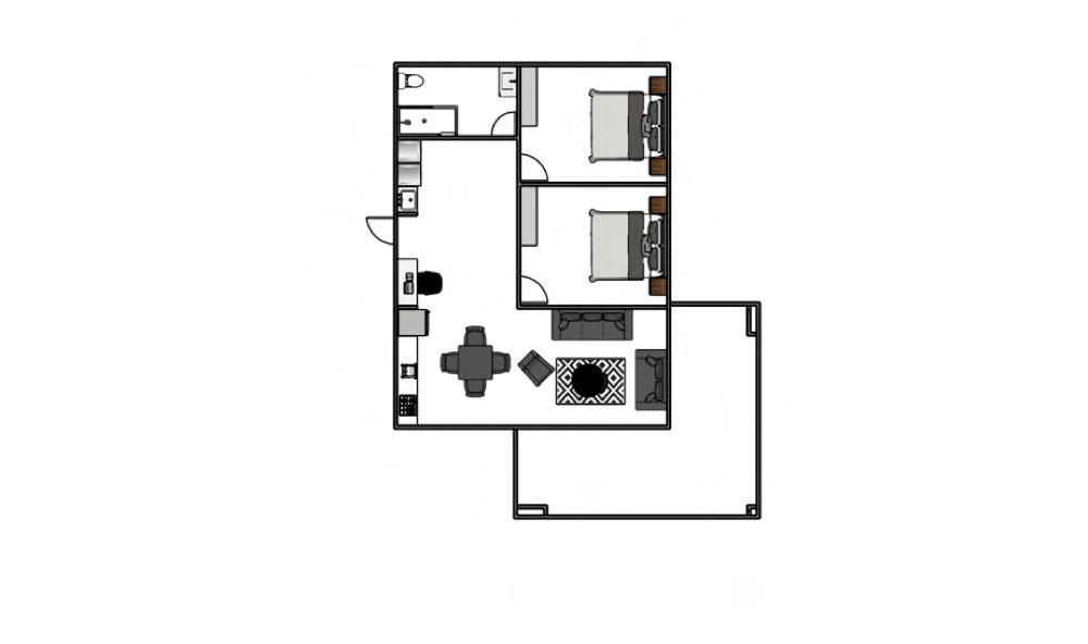 Hamilton floor plan — 2 bed · 1 bath · 8,300 × 5,400mm total · Optional porch 30m²